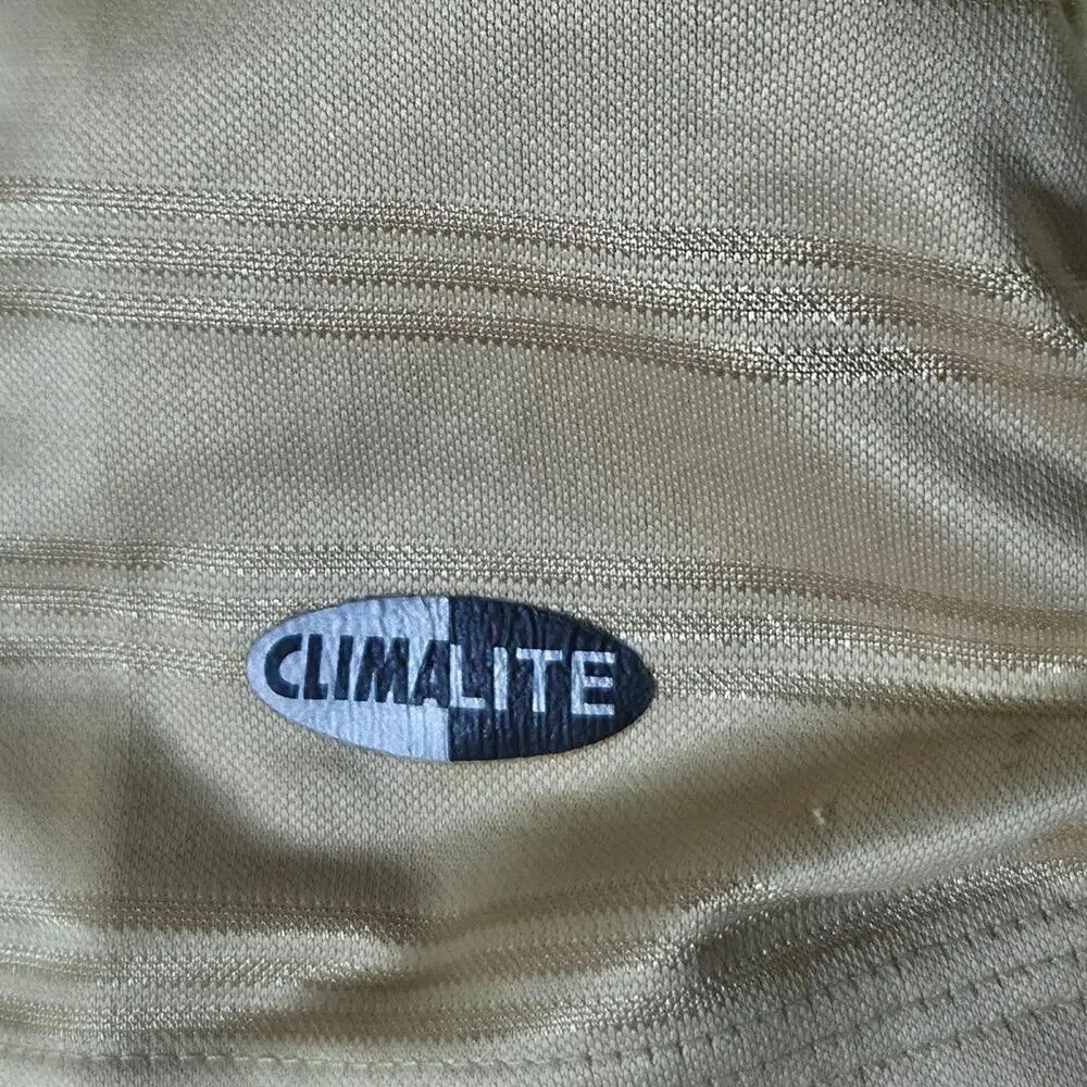 Adidas Polo Shirt Mens XL Beige Climalite Golf Tournament Striped Logo Top